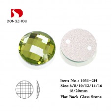 DZ 1031 round shape with 2 hole flatback stones  glass stone